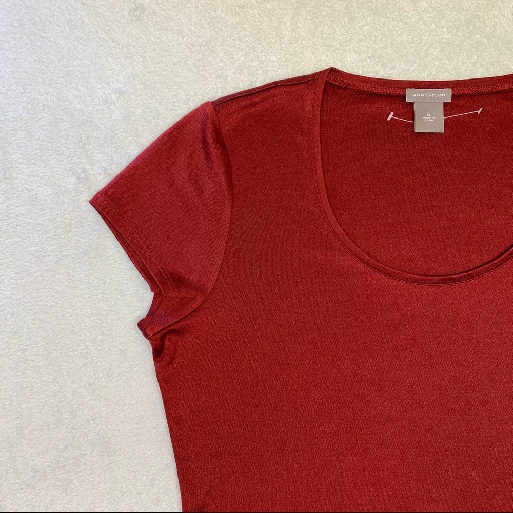 Ann Taylor Womens Short Sleeve Silk Scoop Neck Top - Picture 8 of 13